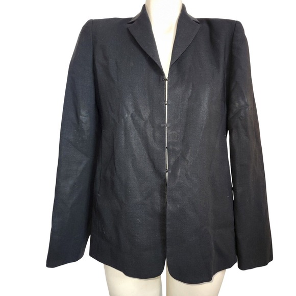 Banana Republic Jackets & Blazers - Banana Republic Made in Italy Black 100% Wool Hook Eye Blazer Jacket Womens 6